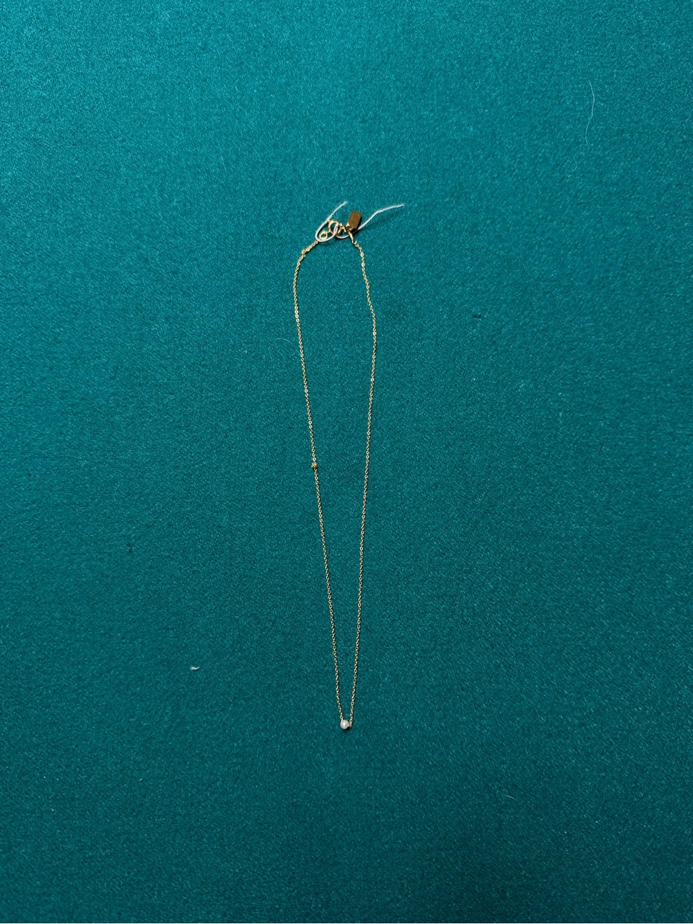 Set and Stones Gold Necklace with Mini Pearl